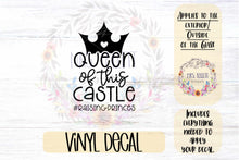Load image into Gallery viewer, Queen of this Castle Raising Princes Car Decal | Mom of Boys Bumper Sticker
