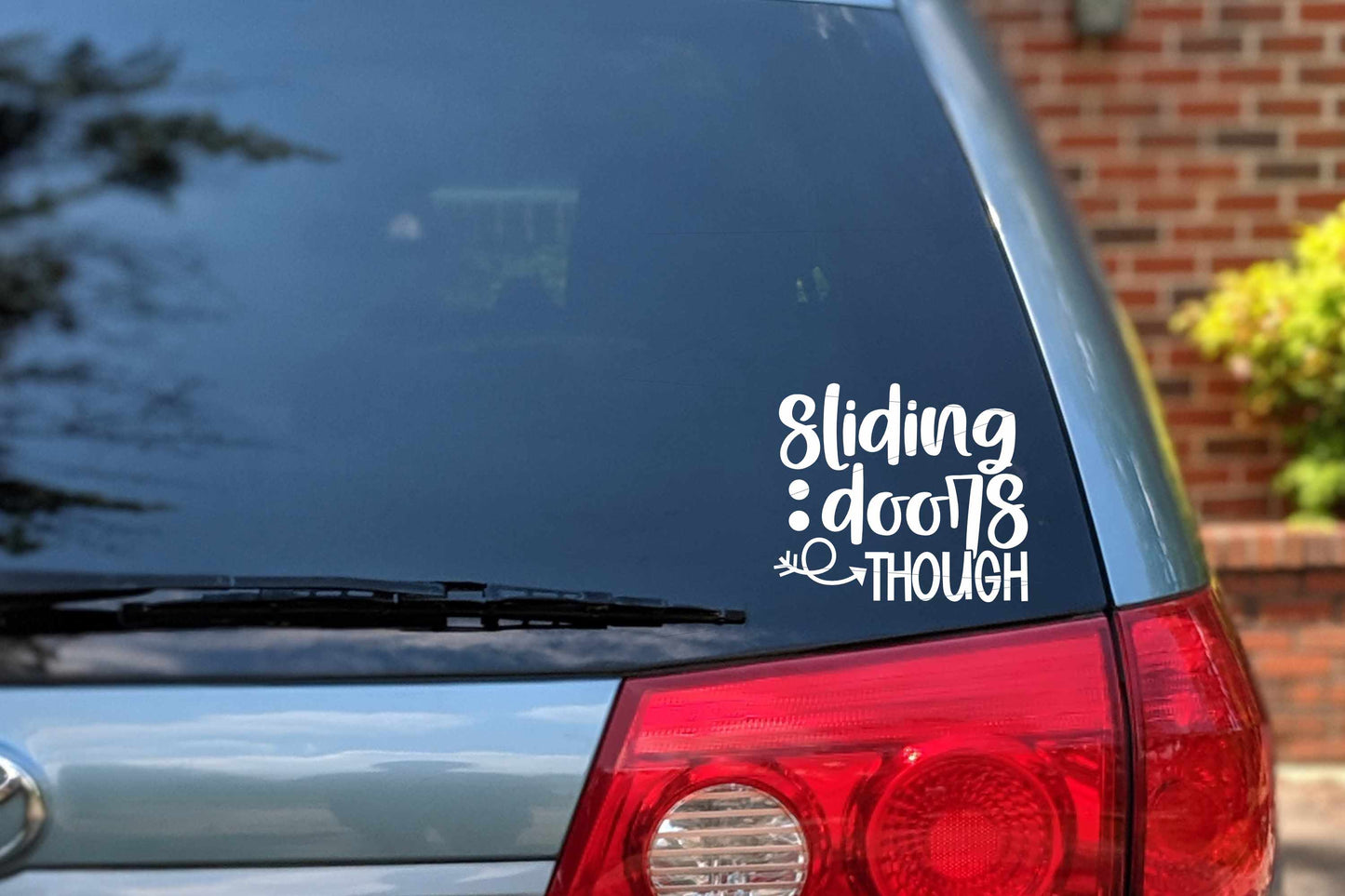 Sliding Doors Though Car Decal | Minivan Bumper Sticker