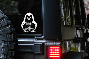 Kids on board Penguin Car Decal | Safety Bumper Sticker