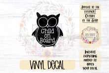 Load image into Gallery viewer, Child on Board Owl Car Decal  | Safety Bumper Sticker
