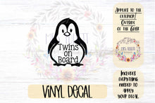 Load image into Gallery viewer, Twins on board Penguin Car Decal | Safety Bumper Sticker
