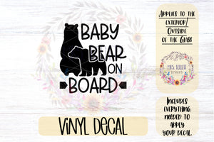 Baby Bear on Board Car Decal | Safety Bumper Sticker