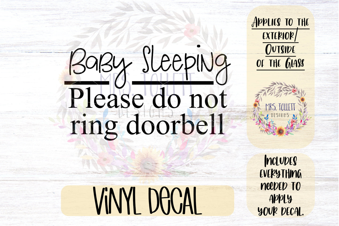 Baby Sleeping Decal | Please Do Not Ring Doorbell