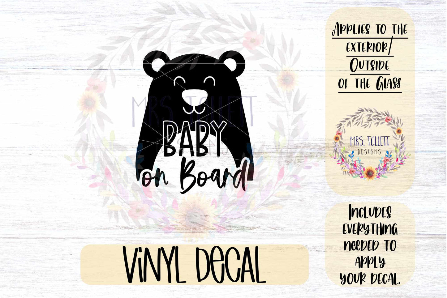 Baby on Board Bear Car Decal | Safety Bumper Sticker