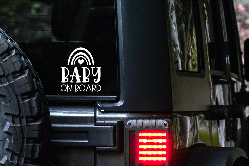 Baby on Board Rainbow Car Decal | Safety Bumper Sticker