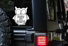 Load image into Gallery viewer, Baby on Board Owl Car Decal  | Safety Bumper Sticker
