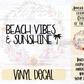 Beach Vibes & Sunshine Car Decal