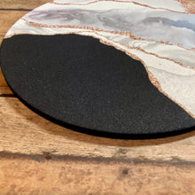 Load image into Gallery viewer, Round Mousepad 8&quot; Black &amp; Rose Gold Marble Agate - Black Backing
