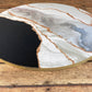 Side View, Black & Rose Gold Marble Agate Mouse Pad, Tan Rubber Backing, Mrs Tollett Designs