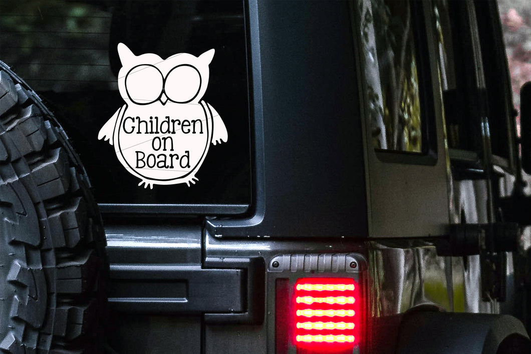 Children on Board Owl Car Decal  | Safety Bumper Sticker