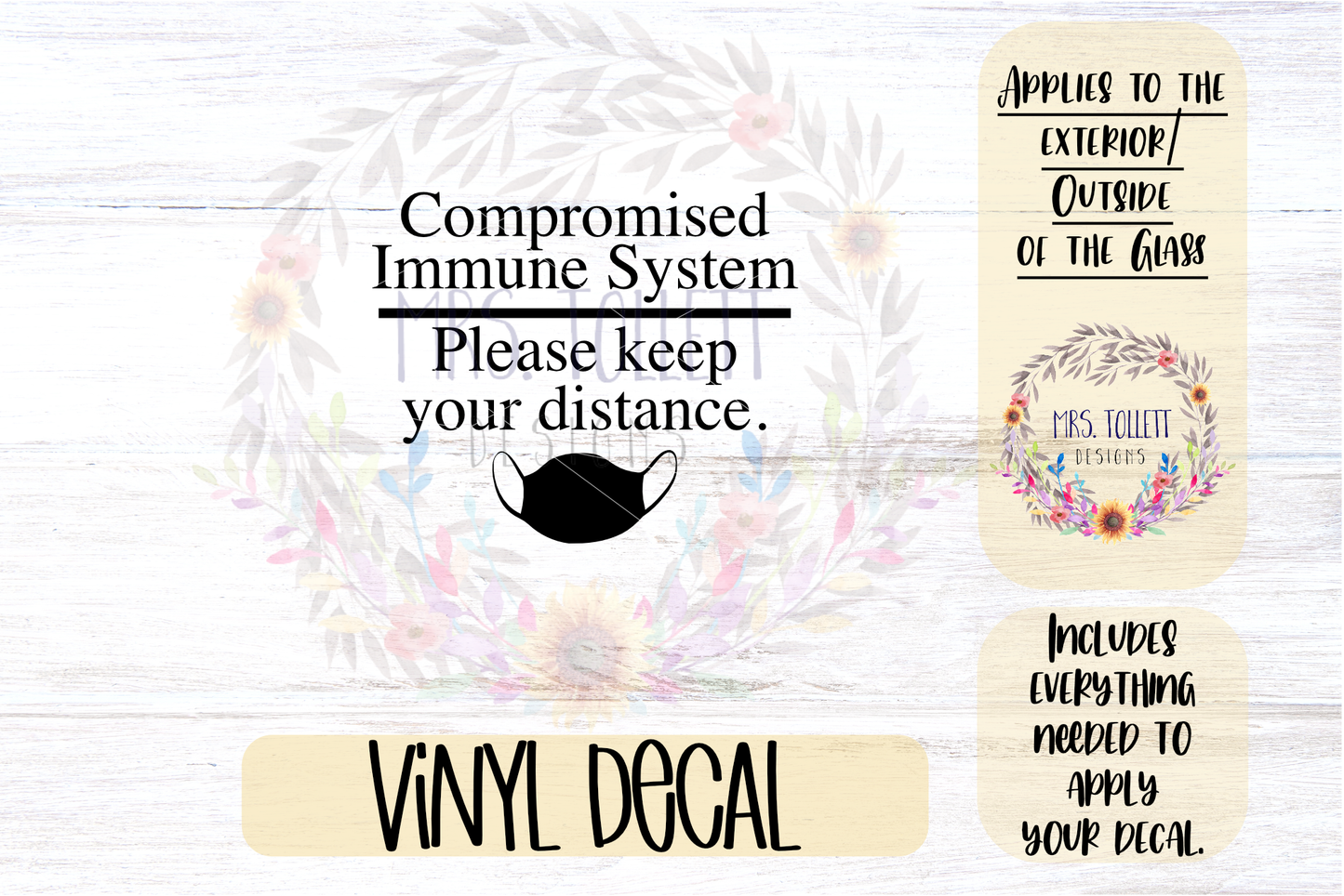 Compromised Immune System Decal | Sticks to Glass Door or Window