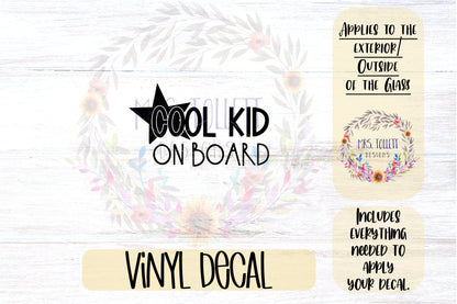 Cool Kid or Kids on Board Car Decal | Safety Bumper Sticker