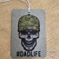 Dad Life Sugar Skull Air Freshener, #DadLife Unscented Car Accessory, Rectangle Car Decor