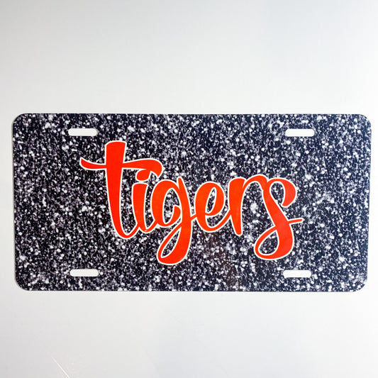 Tigers Fake Glitter Decorative Car Plate
