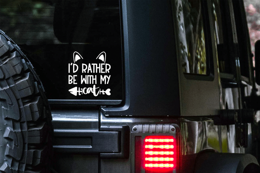 I'd Rather Be With My Cat Car Decal | My Cats