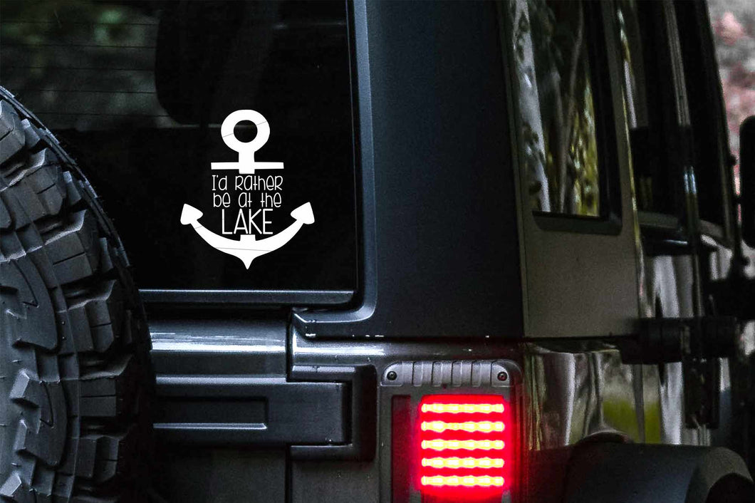 I'd Rather Be At The Lake Car Decal
