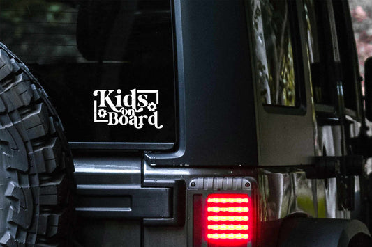 Kids on Board Retro Flower Car Decal | Safety Bumper Sticker