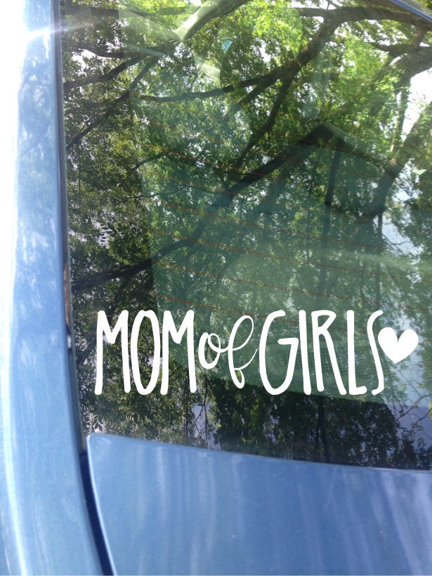 Mom of Girls Car Decal, Raising Girls Bumper Sticker, Laptop or Computer Vinyl Decal, Planner Cover Vinyl Sticker