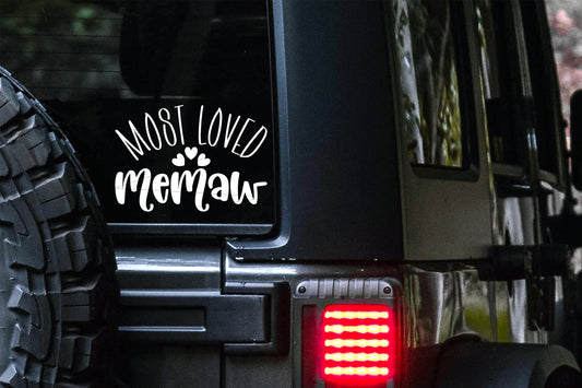 Most Loved MeMaw Car Decal
