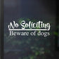 No Soliciting Decal | Beware of Dog(s)