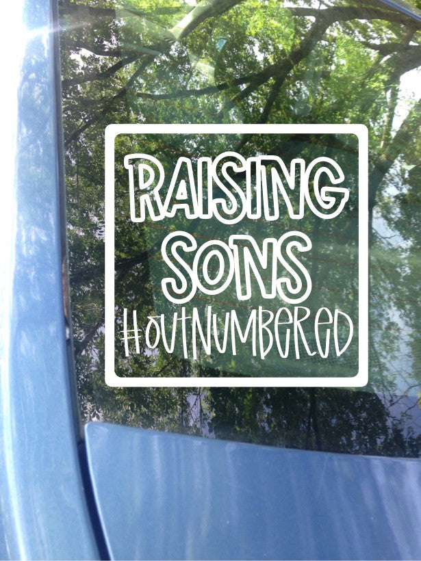 Raising Sons Car Decal | Outnumbered Bumper Sticker