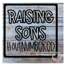 Load image into Gallery viewer, Raising Sons Car Decal | Outnumbered Bumper Sticker
