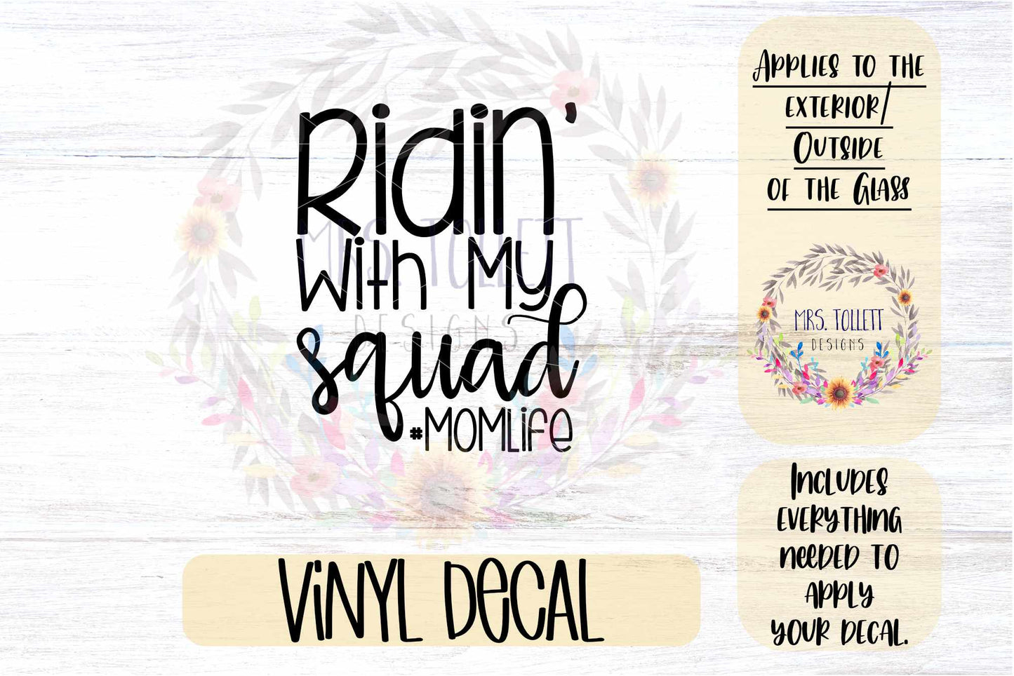 Ridin' With My Squad #MomLife Car Decal
