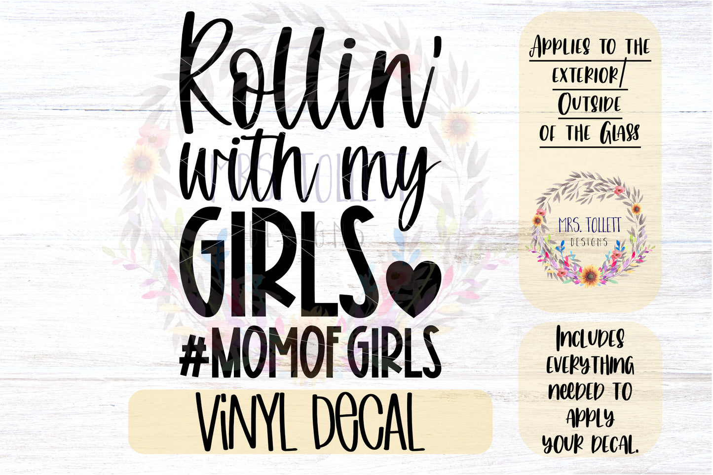 Rollin' with my Girls #MomofGirls Car Decal | Mom Life Bumper Sticker