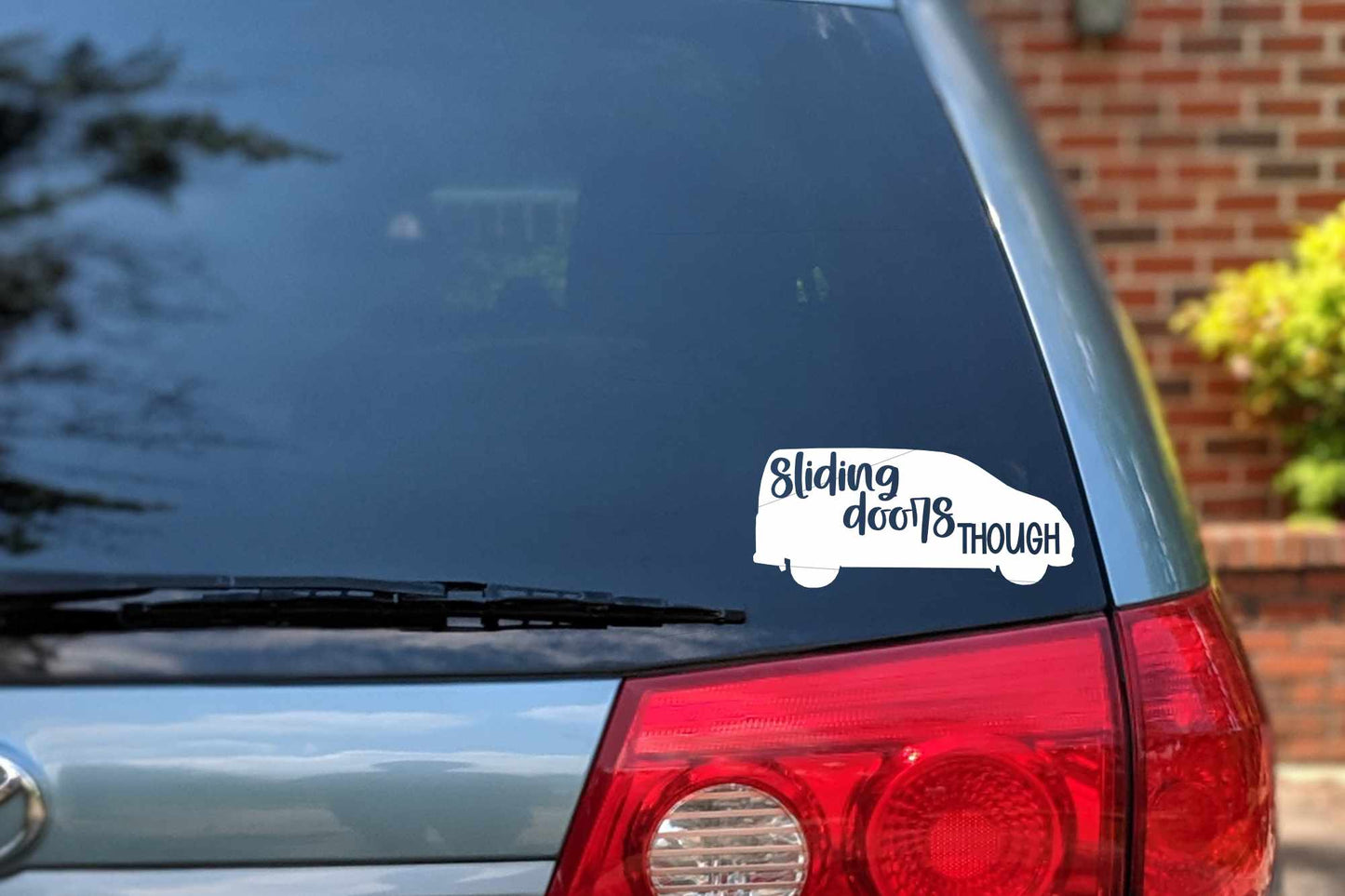 Sliding Doors Though Car Decal | Minivan Bumper Sticker