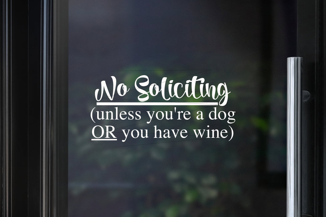 No Soliciting Decal | Dog or Wine