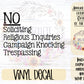 No Soliciting Decal | Religious Inquiries | Campaign Knocking | Trespassing