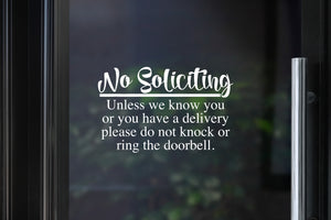 No Soliciting Decal | Unless we know you or you have a delivery