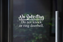 Load image into Gallery viewer, No Soliciting Decal | Do Not Knock or Ring Doorbell

