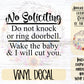 No Soliciting Decal | Do Not Knock or Ring Doorbell | Wake The Baby