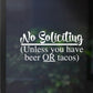 No Soliciting Decal | Beer or Tacos