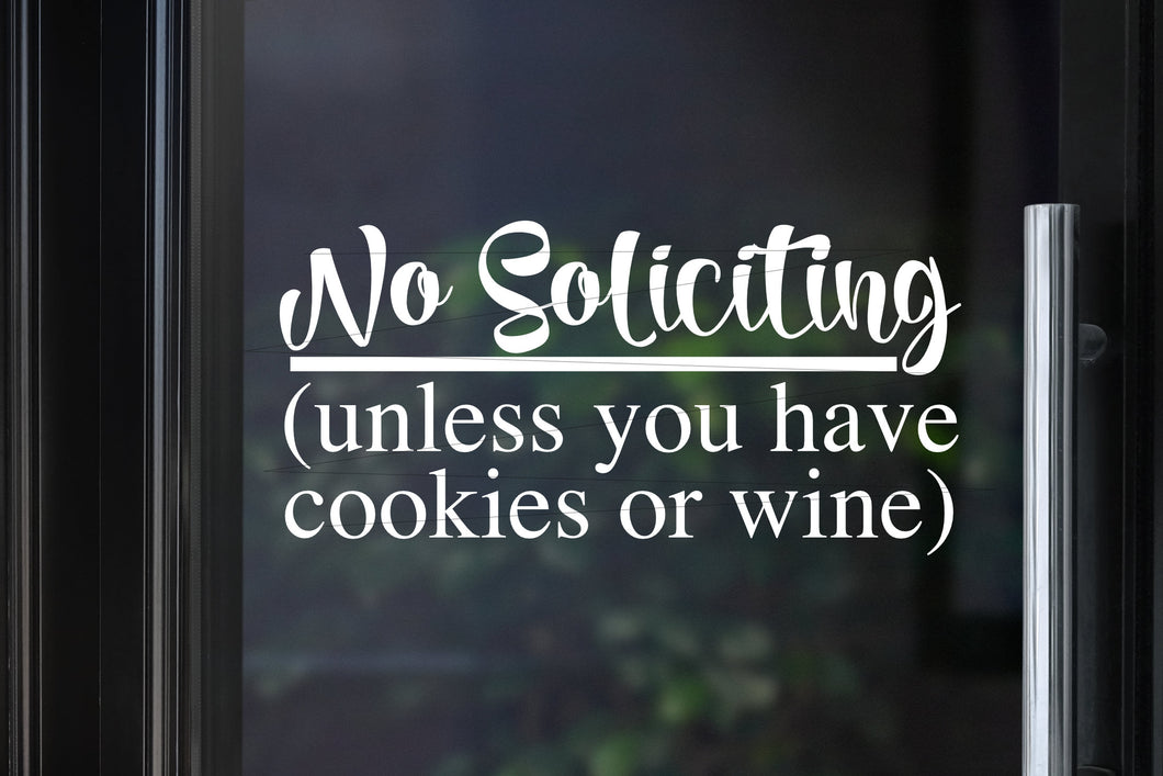 No Soliciting Decal | Cookies or Wine