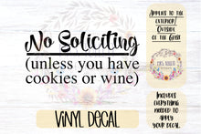 Load image into Gallery viewer, No Soliciting Decal | Cookies or Wine
