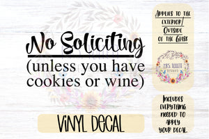 No Soliciting Decal | Cookies or Wine