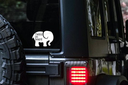 Twins on board Elephant Car Decal | Safety Bumper Sticker