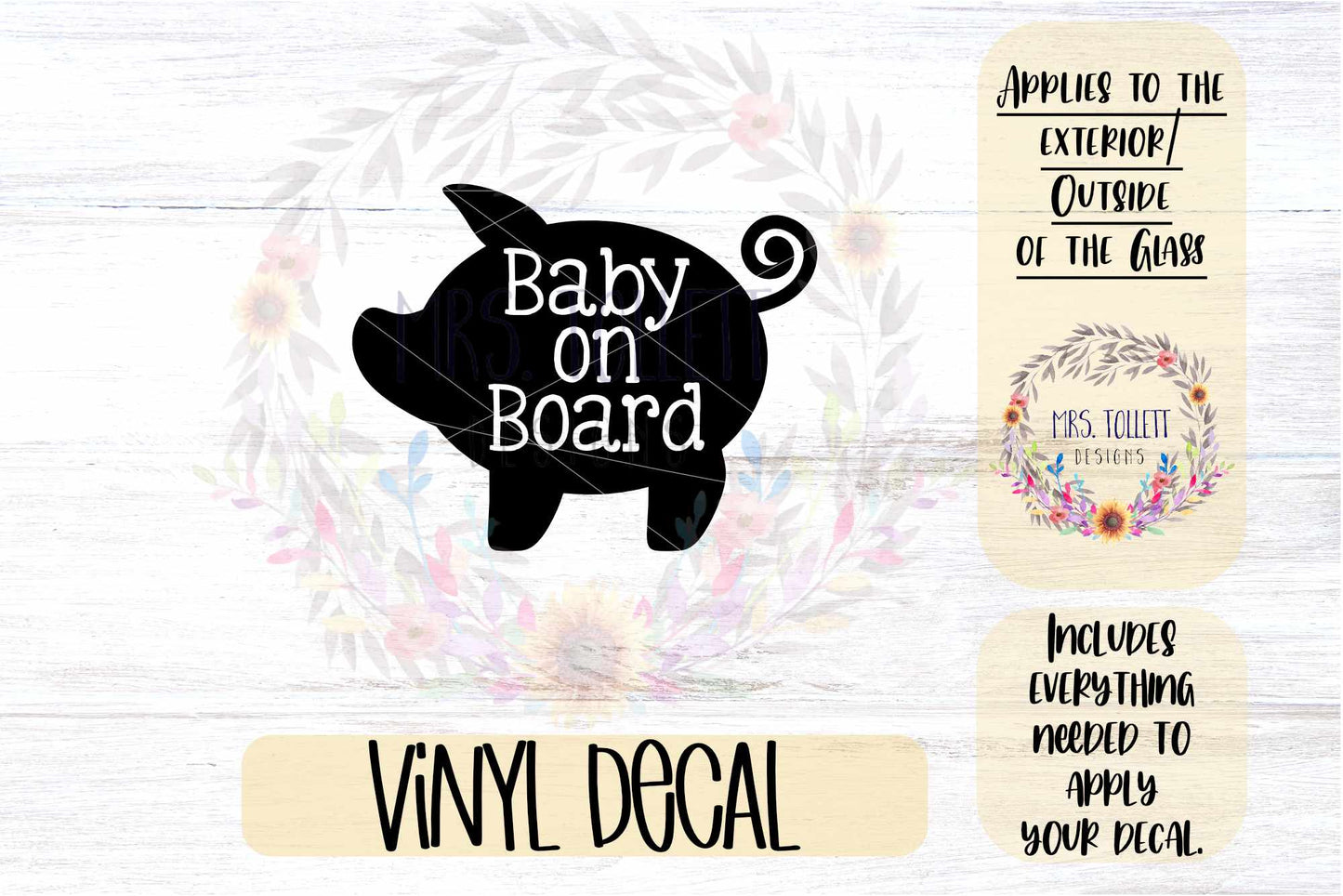 Baby on board Pig Car Decal | Safety Bumper Sticker
