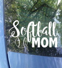 Load image into Gallery viewer, Softball Mom Car Decal | Sports Mom Bumper Sticker
