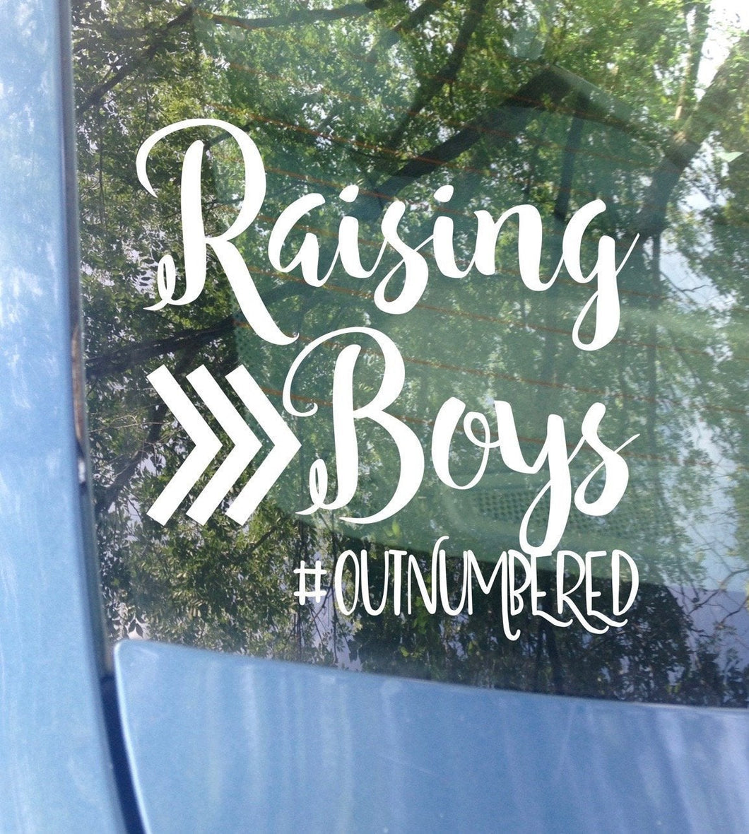 Raising Boys Arrow Car Decal | Mom of Boys Bumper Sticker