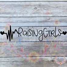 Load image into Gallery viewer, Raising Girls Car Decal | Mom of Girls Heartbeat Bumper Sticker
