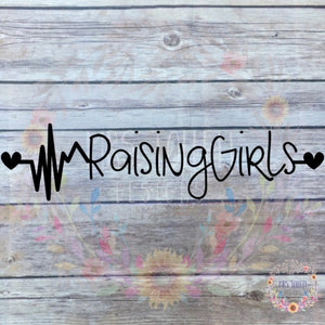 Raising Girls Car Decal | Mom of Girls Heartbeat Bumper Sticker