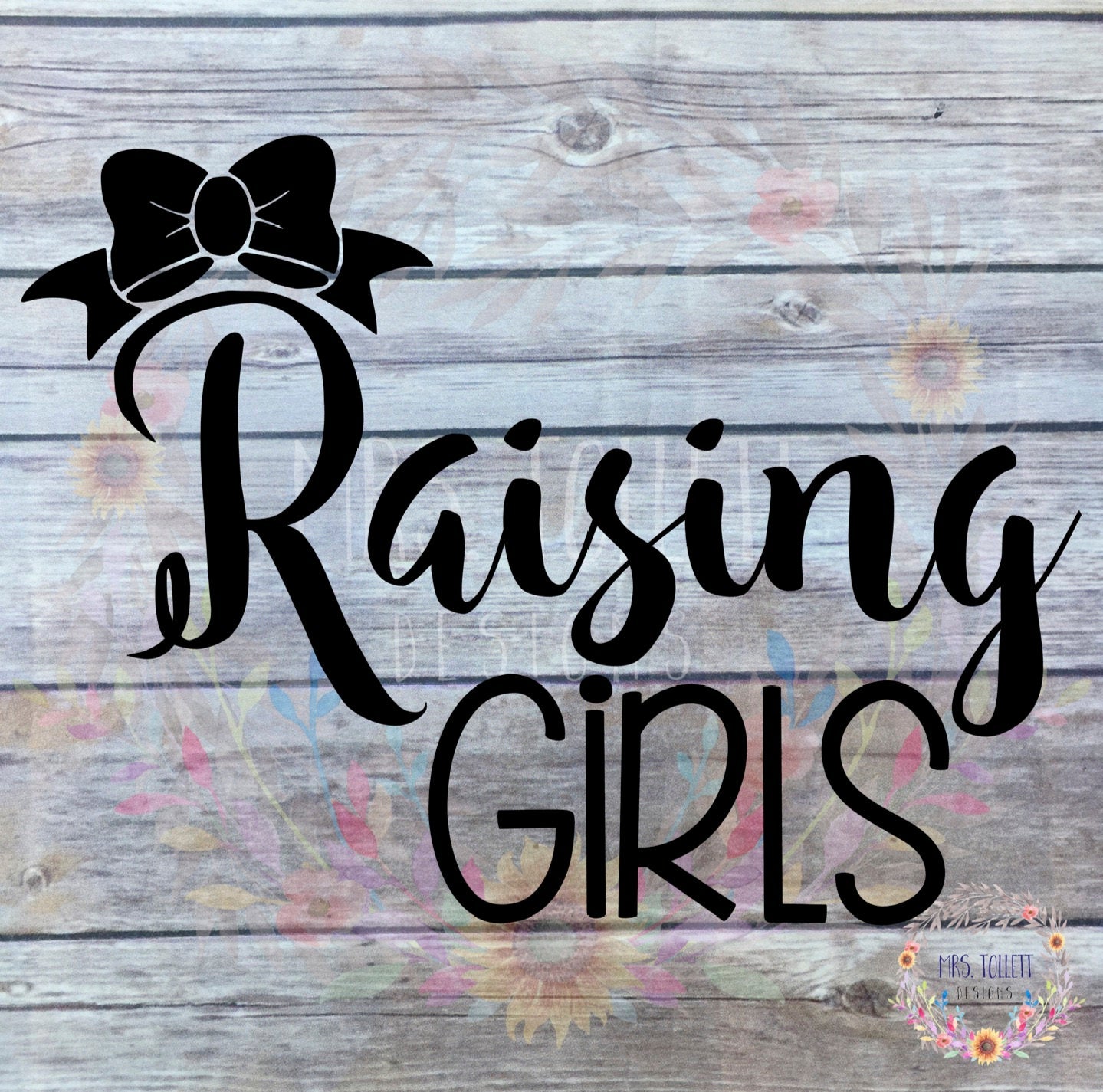 Raising Girls Car Decal | Mom of Girls Bow Bumper Sticker