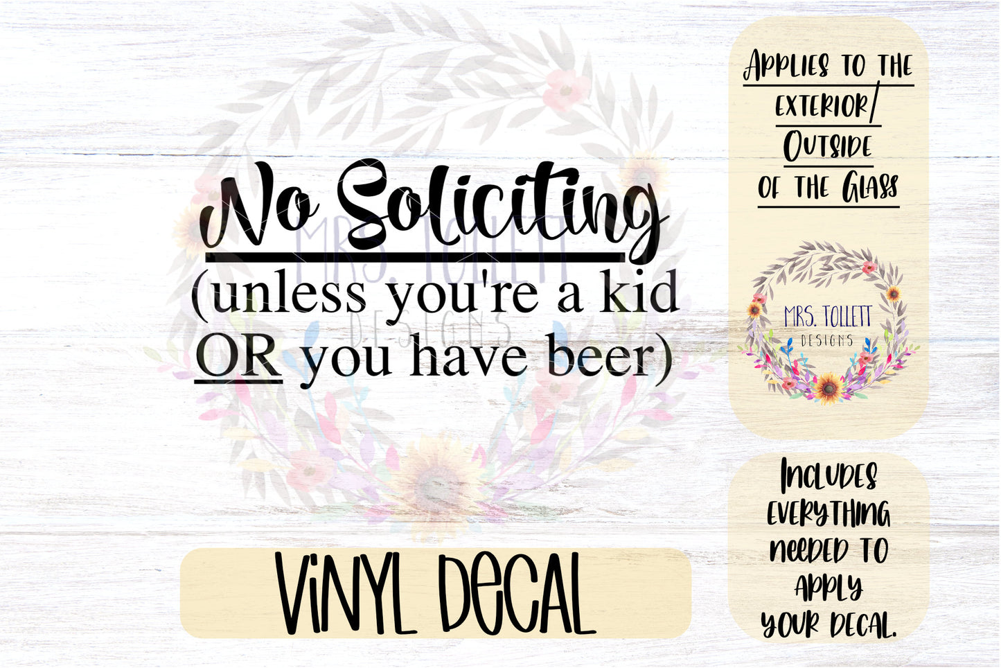 No Soliciting Decal | Kid or Beer